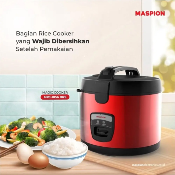 Maspion Rice Cooker 3 in 1 Stainles Steel Merah 1,8 L - MRJ1856BRSN | MRJ1856 BRSN